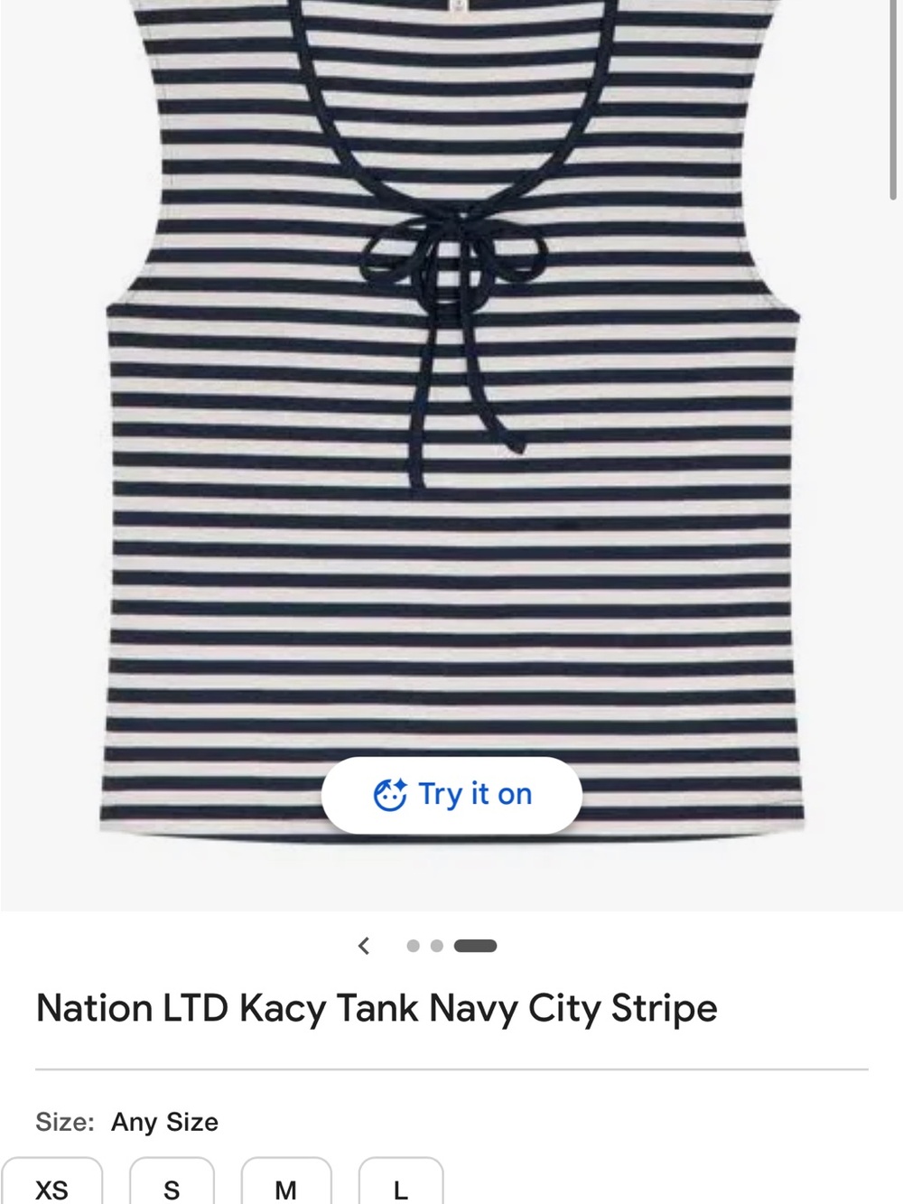 Nation LTD Navy & White Striped Tie-Front Tank